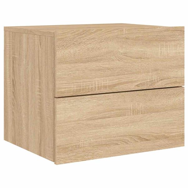 vidaXL Wall-mounted Bedside Cabinet with LED Lights Sonoma Oak