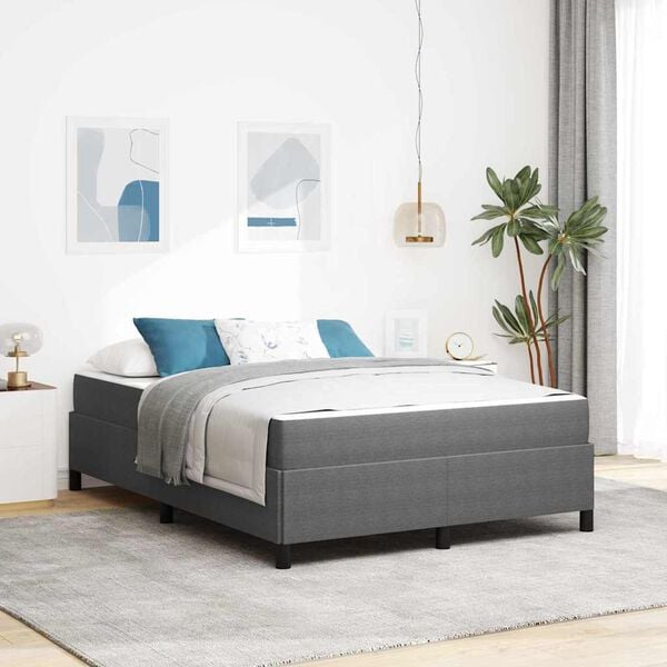 vidaXL Bed Frame with Mattress Light Grey 140 x 200 cm Fabric