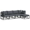 vidaXL Garden Sofa Set with Cushion 5 pcs Black Aluminium