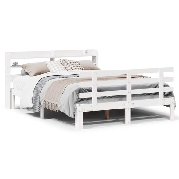 vidaXL Bed Frame with Headboard without Mattress White 120x190 cm Small Double