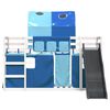 vidaXL Bunk Bed without Mattress with Slide and Curtains Blue 80x200 cm