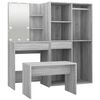 vidaXL Dressing Table Set with LED Grey Sonoma Engineered Wood