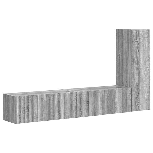 vidaXL TV Cabinet Set Wall-mounted 3 pcs Grey Sonoma Engineered Wood