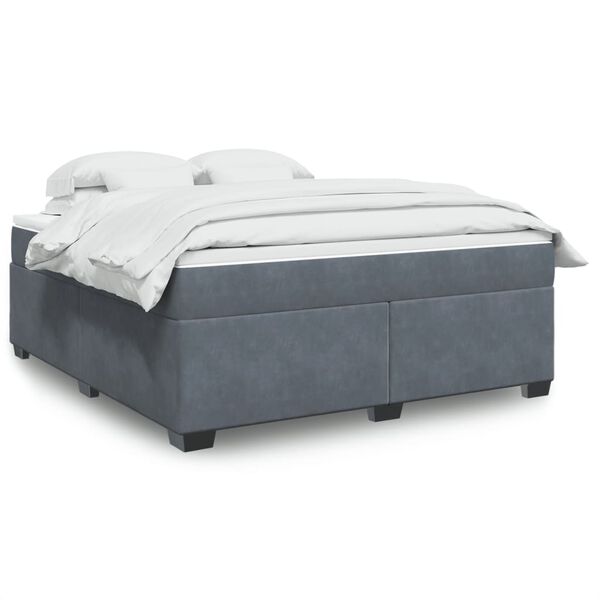 vidaXL Box Spring Bed with Mattress Dark Grey 180x200 cm Velvet