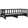 vidaXL Day Bed with Trundle without Mattress Black 90x200 cm Solid Wood