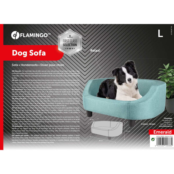 FLAMINGO Dog Sofa Emerald Green L 90x67x31.5 cm