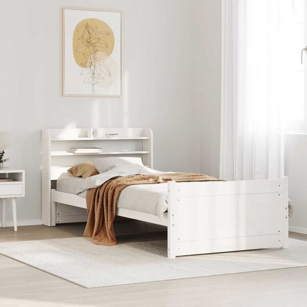 vidaXL Bed Frame with Headboard without Mattress White 90x200 cm