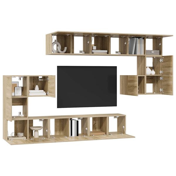 vidaXL 10 Piece TV Cabinet Set Sonoma Oak Engineered Wood