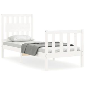 vidaXL Bed Frame without Mattress White Small Single Solid Wood Pine