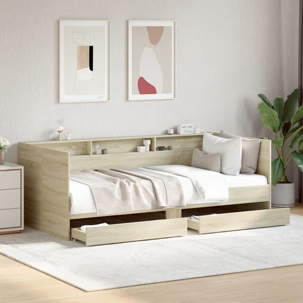 vidaXL Daybed with Drawers without Mattress Sonoma Oak 75x190 cm Small Single