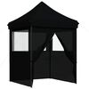vidaXL Foldable Party Tent Pop-Up with 4 Sidewalls Black