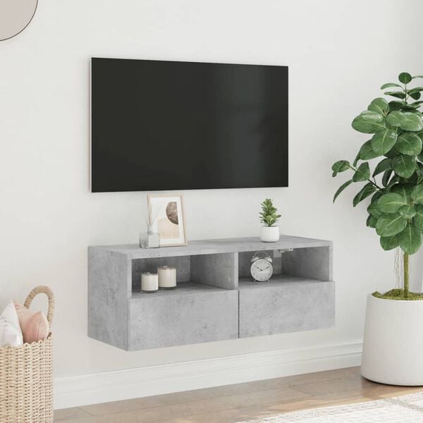 vidaXL TV Wall Cabinet Concrete Grey 80x30x30 cm Engineered Wood
