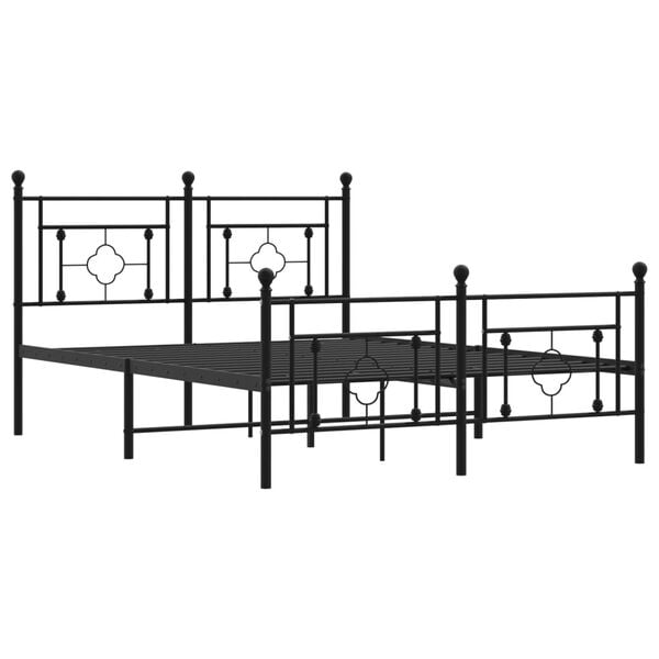 vidaXL Metal Bed Frame without Mattress with Footboard Black 140x190cm