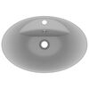 vidaXL Luxury Basin Overflow Oval Matt Light Grey 58.5x39 cm Ceramic