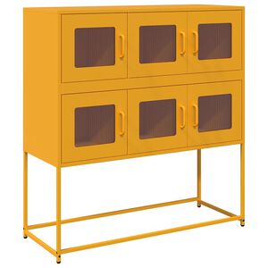 vidaXL Sideboard Mustard Yellow 100.5x39x107 cm Cold-rolled Steel