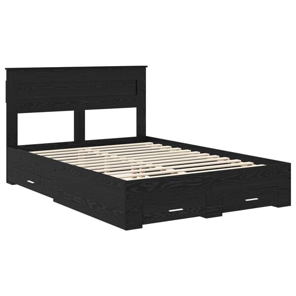 vidaXL Bed Frame with Headboard Black Oak 160 x 200 cm Engineered Wood