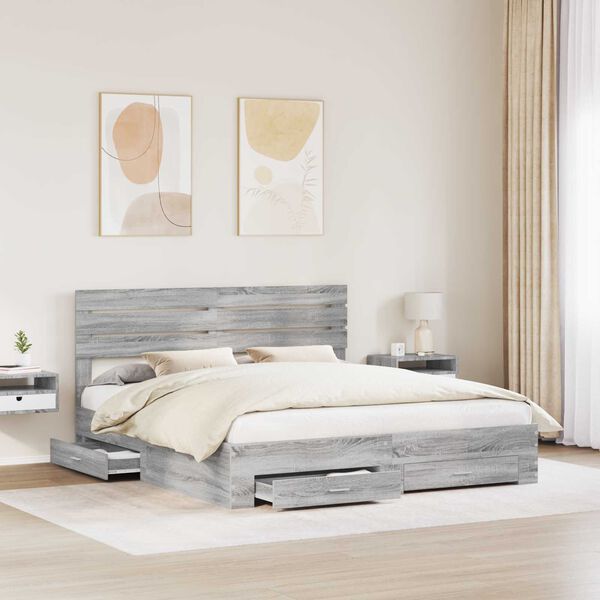 vidaXL Bed Frame with Drawer with Headboard Manual Engineered Wood