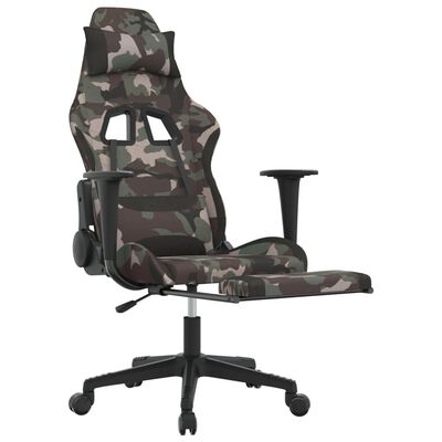 vidaXL Swivel Gaming Chair with Footrest Black and Camouflage Fabric