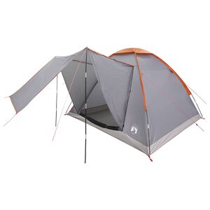 vidaXL Camping Tent Grey and Orange 4-Person Polyester and Steel