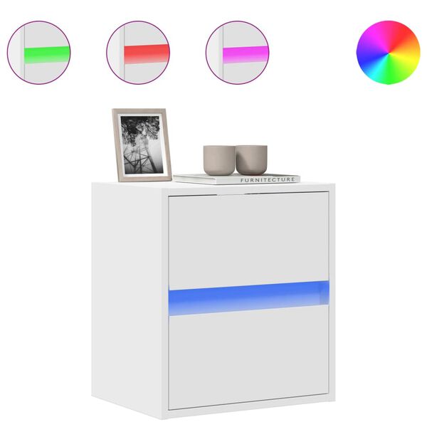 vidaXL TV Wall Cabinet with LED Lights White 41x31x45 cm