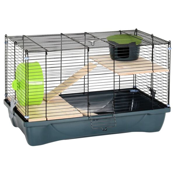 vidaXL Hamster Cage Grey 58x32x36 cm Polypropylene and Metal
