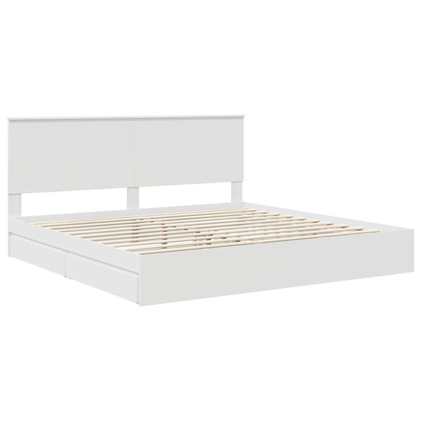 vidaXL Storage Bed with Headboard White 200 x 200 cm Engineered Wood