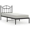 vidaXL Metal Bed Frame without Mattress with Headboard Black 80x200cm