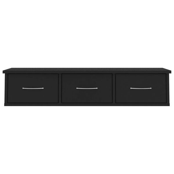 vidaXL Wall-mounted Drawer Shelf Black 88x26x18.5 cm Engineered Wood
