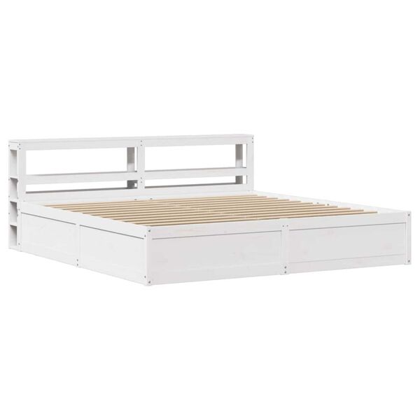 vidaXL Bed Frame with Headboard White 180x200 cm Super King Solid Wood Pine