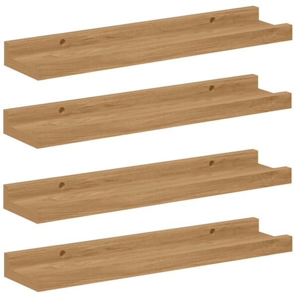 vidaXL Wall Shelf with Shelf 4 pcs Brown 40 x 9 x 3 cm Engineered Wood