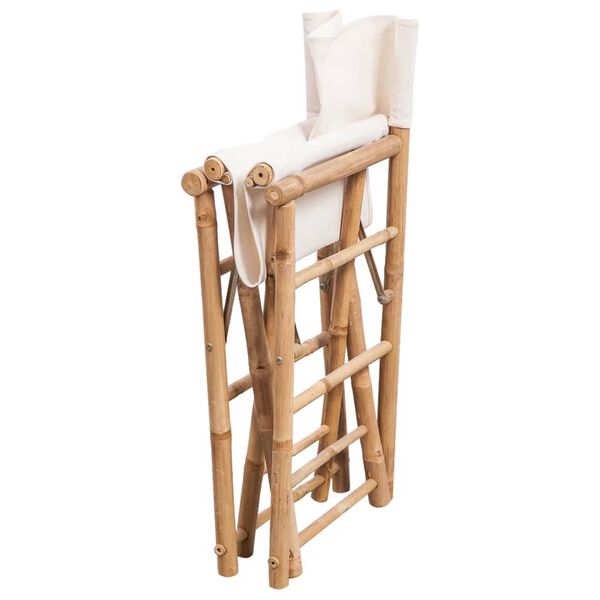 vidaXL Folding Director's Chair 2 pcs Bamboo and Canvas
