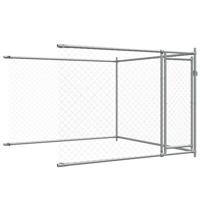 vidaXL Dog Cage with Doors Grey 12x2x1.5 m Galvanised Steel