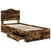 vidaXL Bed Frame with Headboard Smoked Oak 90 x 190 cm Engineered Wood