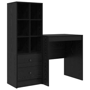 vidaXL Desk with Drawer with Shelf with Storage 2 pcs Black Oak