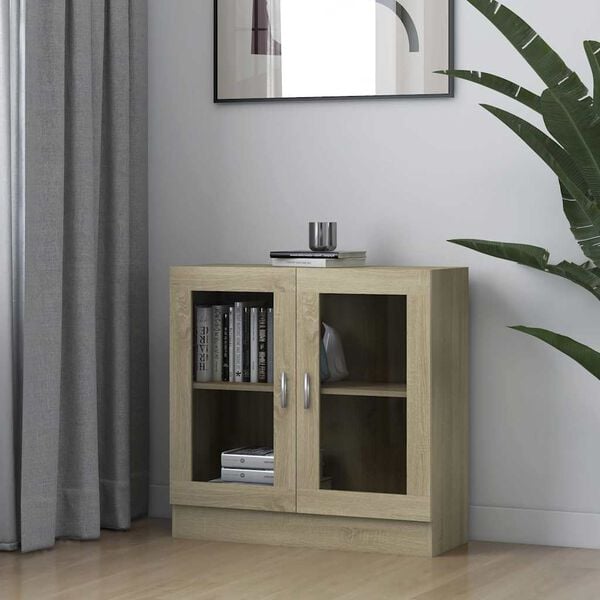 vidaXL Vitrine Cabinet Sonoma Oak 82.5x30.5x80 cm Engineered Wood