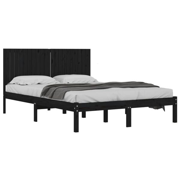 vidaXL Bed Frame without Mattress Black 200x200 cm Solid Wood Pine