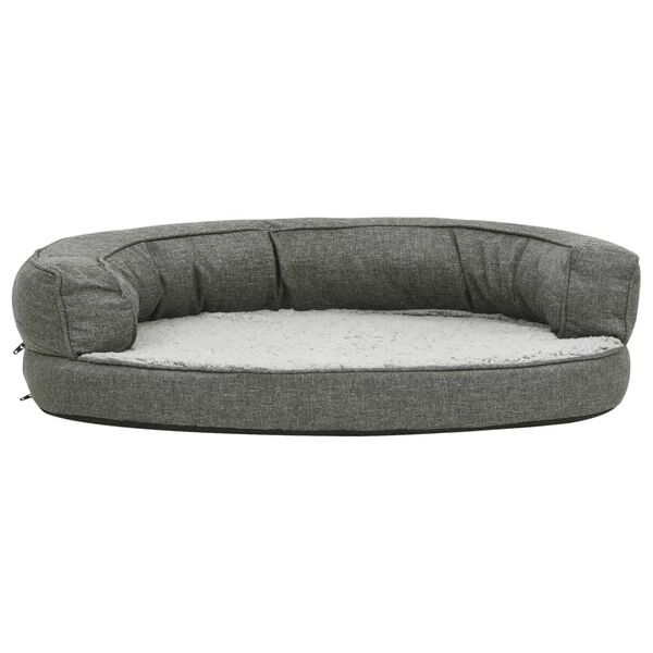 vidaXL Ergonomic Dog Bed Mattress 90x64 cm Linen Look Fleece Grey