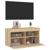 vidaXL TV Wall Cabinet with LED Lights Sonoma Oak 80x30x40 cm