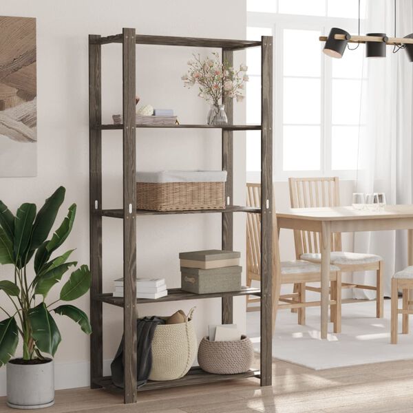 vidaXL 5-Tier Storage Rack Grey 80x38x170 cm Solid Wood Pine