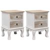 vidaXL Bedside Cabinet | Set of 2 | White | Paulownia wood | Medium