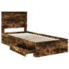 vidaXL Bed Frame with Headboard Smoked Oak 90 x 200 cm Engineered Wood