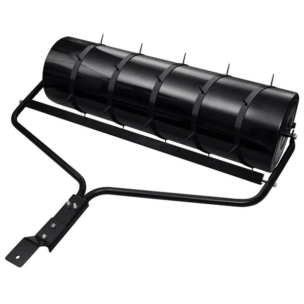 vidaXL Garden Lawn Roller Pull with Aerator Clamps Black 63 L Iron