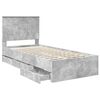 vidaXL Bed Frame with Drawer Concrete Grey 90 x 190 cm Engineer Wood