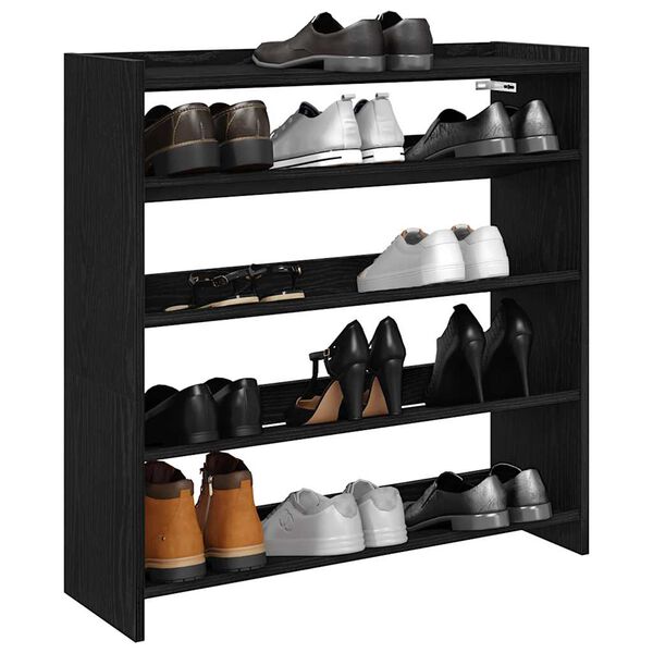 vidaXL Shoe Rack Black 80x25x81 cm Engineered Wood