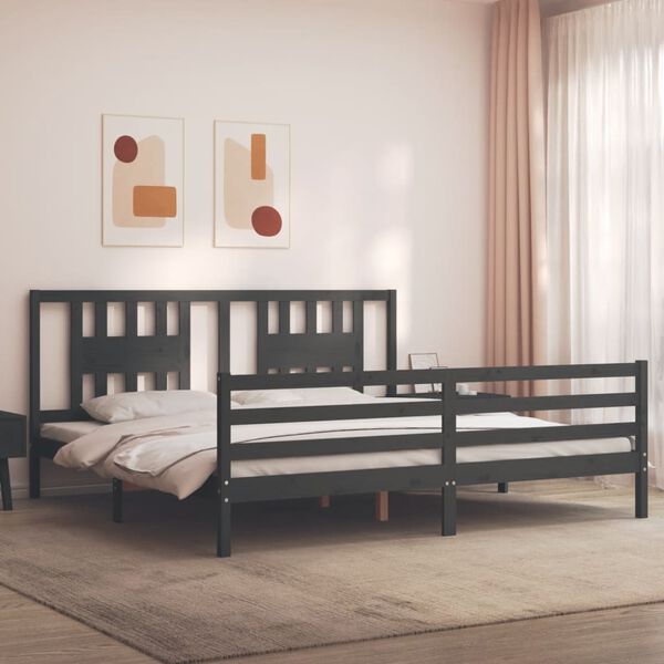 vidaXL Bed Frame without Mattress Grey 200x200 cm Solid Wood