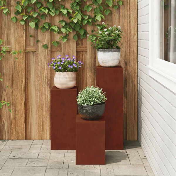 vidaXL Plant Stand 3 pcs Rusty Weathering Steel