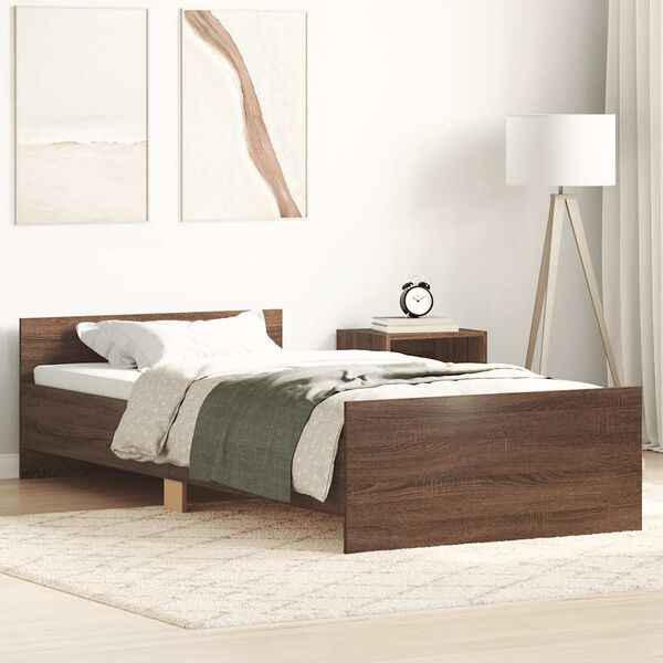 vidaXL Bed Frame without Mattress Brown Oak 100x200 cm Engineered Wood