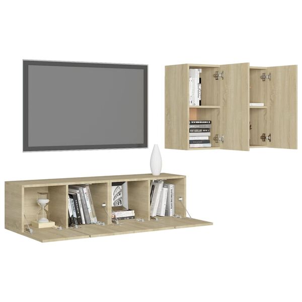 vidaXL 4 Piece TV Cabinet Set Sonoma Oak Engineered Wood