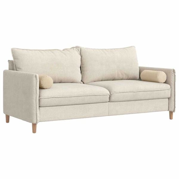 vidaXL Bolster Pillows 2 pcs Cream Ø 15 x 40 cm Microfibre Fabric