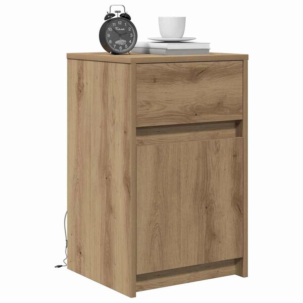vidaXL LED Bedside Cabinet Artisan oak 38 x 34 x 61 cm Engineered wood
